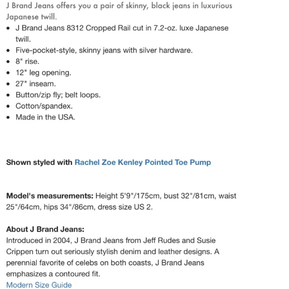 J BRAND**Mid-Rise Cropped Rail Jeans*Size 25 $228 - Picture 11 of 11